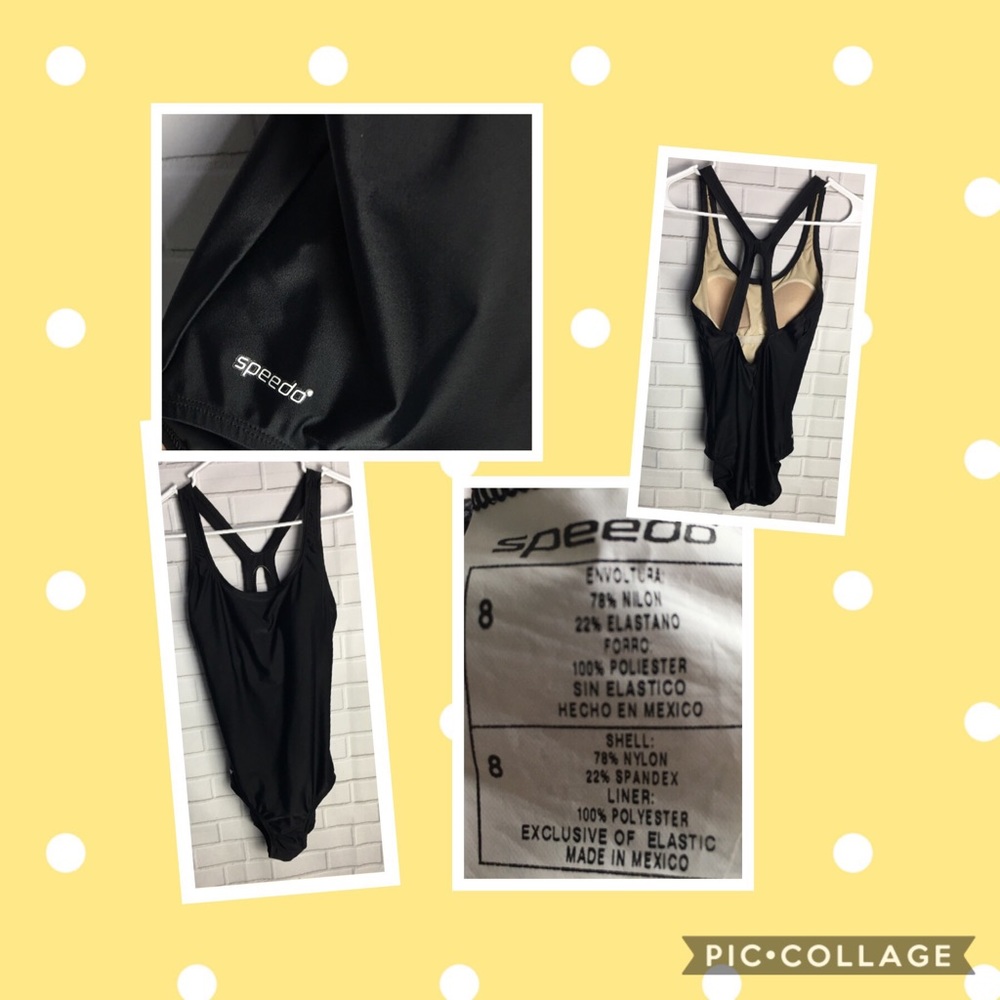 Women’s Black Speedo One Piece Bathing Suit Size 8